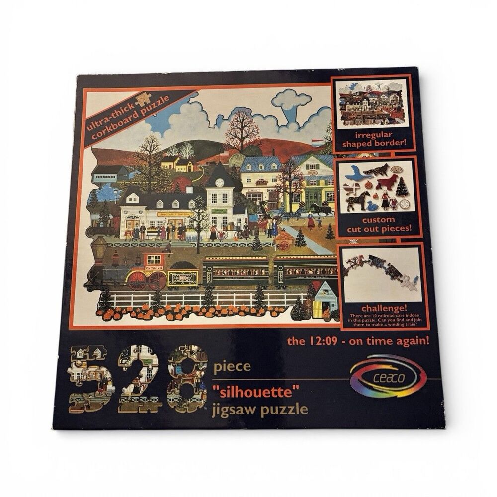Vintage 1991 CEACO Silhouette Puzzle THE 12:09 ON TIME AGAIN Jigsaw 528 Pc